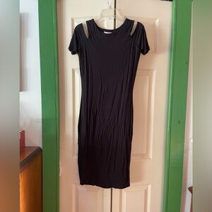 Philosophy Black Midi Dress with Cut-Out Sleeves